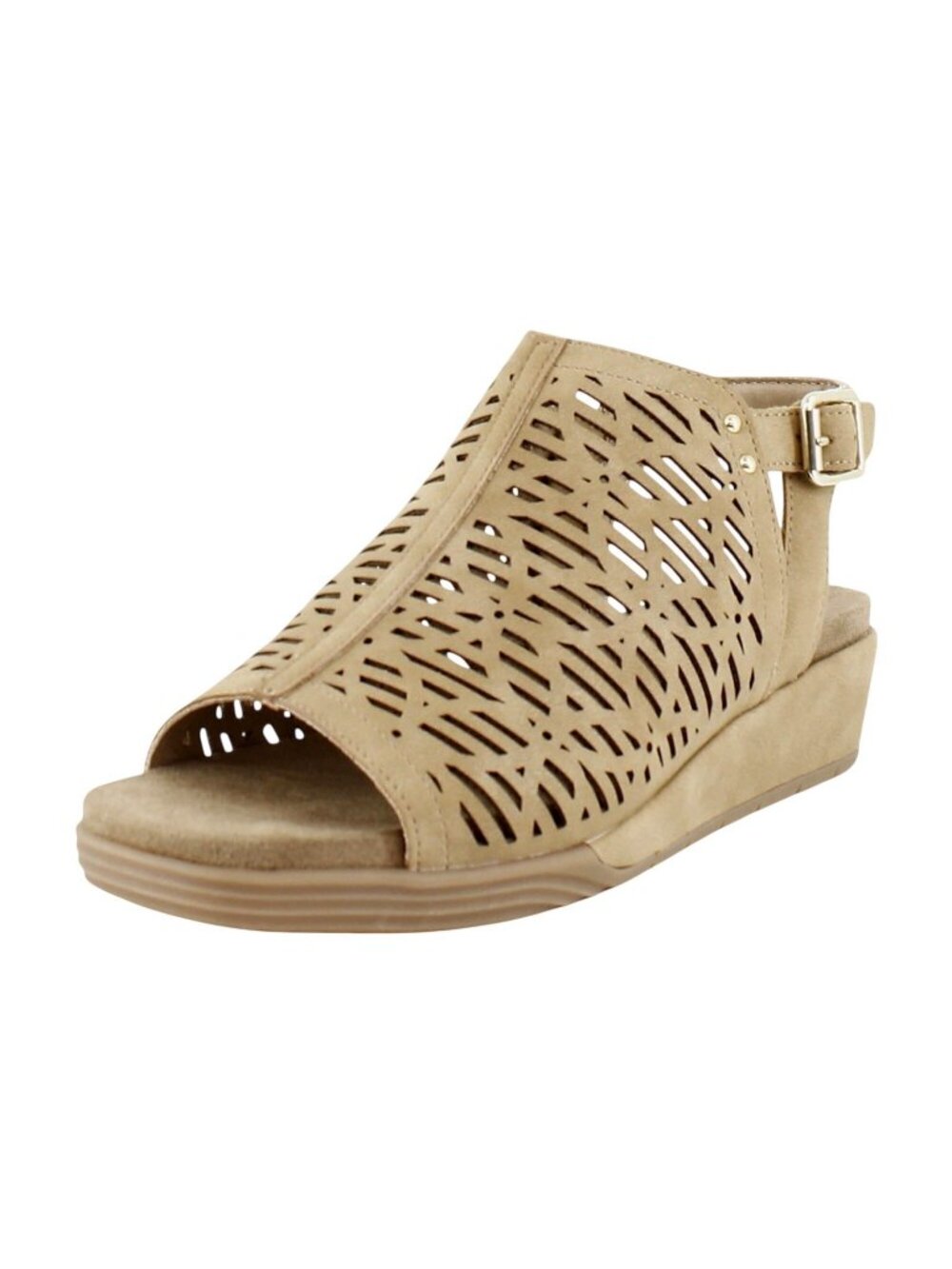 NWT JBU By Jambu Tessa Shooties Round Toe Wedge Sandals Tan Shimmer Brown 8M